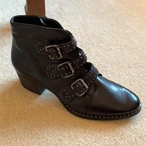 Paul Green studded bootie with buckles.